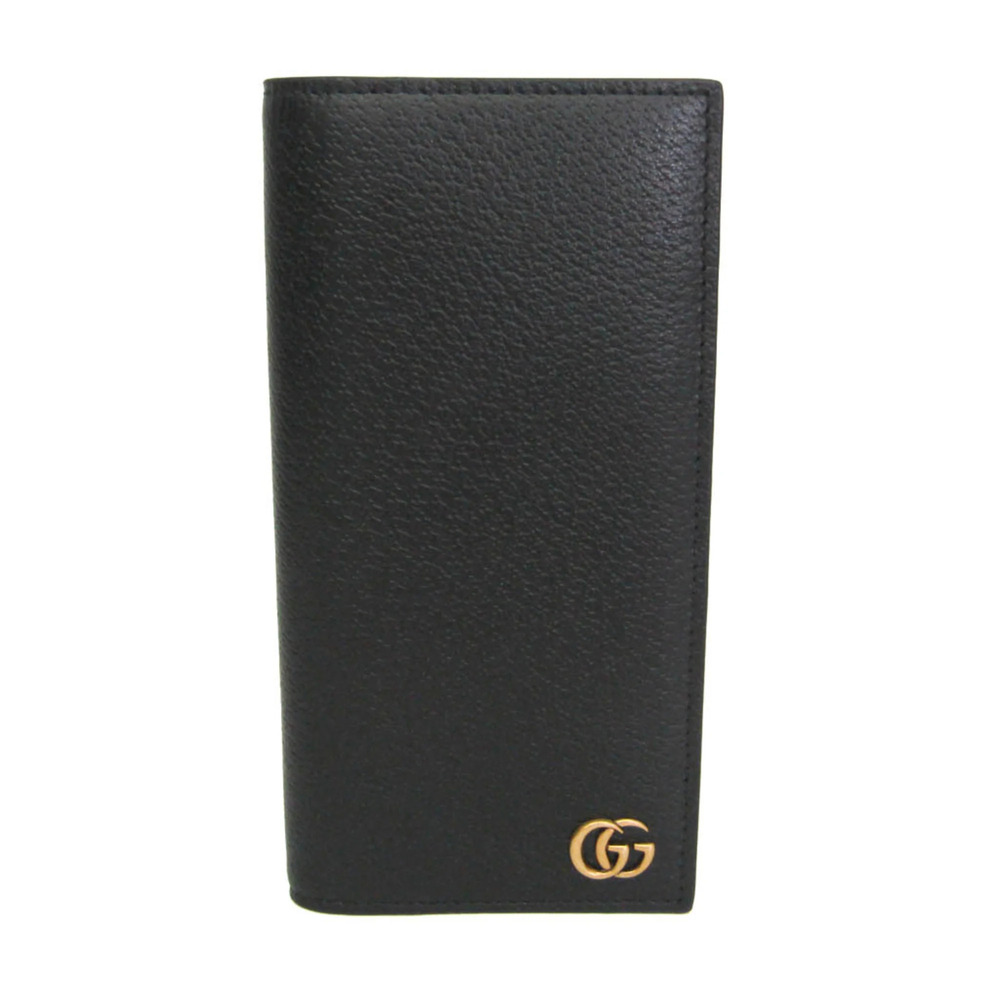 Gucci Double G 795166 Men's Leather Long Wallet (bi-fold) Black